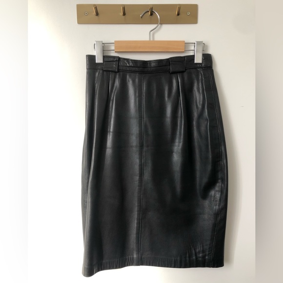 Vintage Genuine Leather Pencil Skirt - Picture 1 of 5